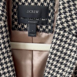 J. Crew Blazer Wool Houndstooth Tan Schoolboy Jacket Size 2